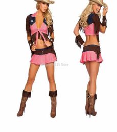 New Pink Country Cowgirl Adult Outfit Circus Costume Halloween Masquerade Sexy West Cowboy Uniforms Role Play Clothes A4442036467082