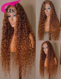 Medium Brown Color Curly Wigs For Black Women Brazilian Simulation Human Hair Long Deep Wave Synthetic Lace Front Wig Natural Hair1476271