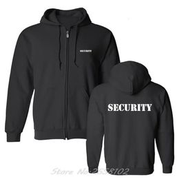 Security Mens Hoodie Event Staff Black Double Sided Men Fleece Hooded Jacket Sweatshirt Harajuku Streetwear 240227