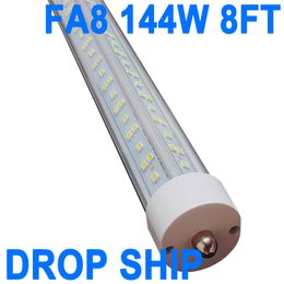 T8 T10 T12 LED Tube Lights, Dual-End Powered, Remove Ballast, Type B Bulbs, 8FT FA8, 144W 6500K Super Bright LED Replacement Fluorescent Tubes, Clear Cover Cabinet crestech