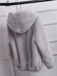 Fur Winter Warm New Faux Mink Casual Women Faux Fur Coat Hooded Furry Fake Rabbit Fur Ladies Jacket Zipper Pink Outwear Plus Size