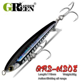 Lures GREENSPIDER NEW Sinking Pencil Fishing Lures 11.5cm 60g Wobbler Stickbait Artificial Hard Bait for Sea Tuna Fishing Lure