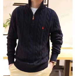 2024 Men's Sweaters Mens Sweater Designer Polo Half Zipper Hoodie Long Sleeve Knitted Horse Twist High Collar Men Woman S Embroidery Fashion 568ttt