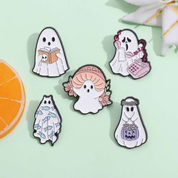 Creative New Halloween Collection Badge Cute Ghost Shaped Metal Brooch Cartoon Funny Accessories