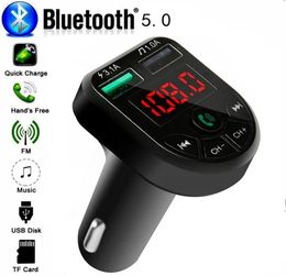 BTE5 Car MP3 Player Bluetooth FM Transmitter Modulator Dual USB ChargingPort for 1224V General Vehicle8887949