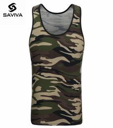 Whole 2017 SAVIVA Men Tank Top Cotton High Quality Oneck Striped Tee Camo Army Green Sleeveless for whole Camouflage Tan6821013