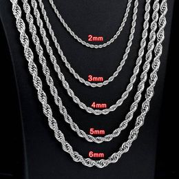 2mm-5mm Stainless Steel Necklace ed Rope Chain Link for Men Women 45cm-75cm Length with Velvet Bag171D