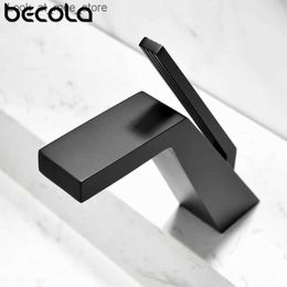 Bathroom Sink Faucets 2023 New Becola Brass Bathroom Faucet Basin Faucets Black Sink Taps Single Handle Cold And Hot Water Mixer Tap Golden Faucet Q240301