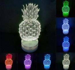 Pineapple 3d Lamp Creative Small Table Lamp Acrylic LED Night Light Touch 7 Colour Change Desk Table Lamp Party Decorative Light5866304