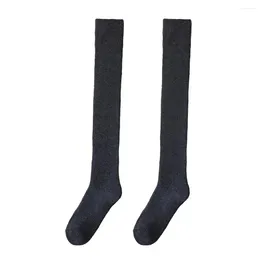 Women Socks Stockings Thick Warm Over Knee Winter For Ladies Anti-slip Elastic Long With Solid Colour Soft Breathable