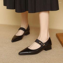 Casual Shoes Phoentin Elegant Woman 2024 Trend Large Size Heels 3cm Pointed Toe Cross Strap Summer Black Colour FT3303