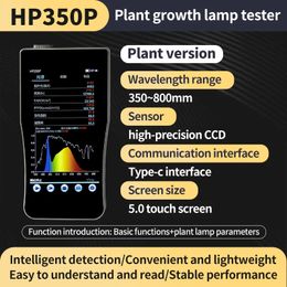 Analisador de luz de planta HP350P PPFD PAR Medidor de iluminação de cor espectral Termômetro de cor Teste de lâmpada de planta