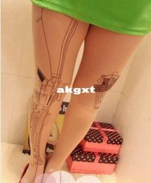 Whole Machine Gun Tattoo Socks Pattern Transparent Pantyhose Stockings Tights LeggingsG6813403794