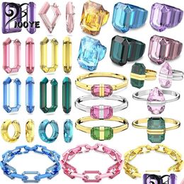Браслет и ожерелье, оригинальные Lucent с логотипом, изящные ювелирные изделия, роскошные серьги-кольца Gema для женщин, подарок, транспорт, Drop Deli, Dh7Gs