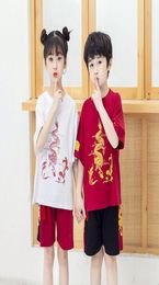 Ethnic Clothing Kids Boys Girls Chinese Style Hanfu Tang Suit Tee Tops Pants Baby Children Tshirt Shorts Oriental Set Asian Cloth5924082