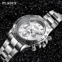 Other Watches PLADEN Fashion For Men Business Chronograph Stainless Steel Quartz es Male Sport Luminous Dive Montre Homme Gift 2022 Q240301