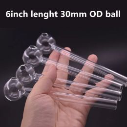 6Inch(15cm) Pyrex Glass Oil Burner smoking Pipe Cheap Clear Glass water Pipes 30mm ball Bubbler Pyrex glass Pipes OEM & ODM LL