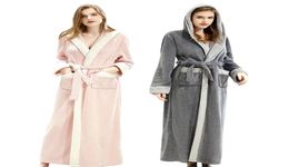 Women039s Sleepwear Fleece Womens Robe Soft Plush Warm Bathrobes With Hood Flannel Full Length Bath Winter Pyjamas Shower Night6094685