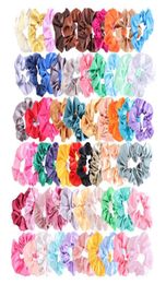 60Pcs Colourful Silk Satin Scrunchy Set Strong Elastic Bobble Hair Bands Traceless Hair Rope Accessory for Ponytail Holder8216757