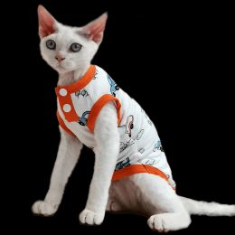 Clothing Cotton Breathable POLO Shirt for Pets, Sphynx Rex Clothes, Hairless Cat, Kitten Apparel, Summer Pet Clothing