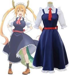 Asian Size Japan Anime Kobayashisan Chi No Maid Dragon Tohru Cosplay Costume Blue Kawaii Party School Uniforms Full Set2967549