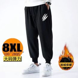 Sweatpants winter autumn men fleece warm pants thick pockets plus size 8XL sports Pants stretch big sales pencil pants print 54