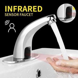 Bathroom Sink Faucets Automatic infrared sensor for sink faucet faucet deck installation intelligent touch hand sensorless faucet kitchen Torneira Q240301