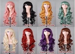 Multicolor Cheap Women Synthetic Hair Wig Fashion Anime Heat Resistant Hair 80cm Long Wavy Cosplay Wigs for Halloween Party Nightc5120292