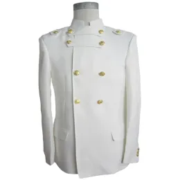 Suits Wedding Suit for Men White 2 Pieces Set Double Breasted Blazer with Gold Button Fashion Jacket Pants Wedding Groom's Outfit