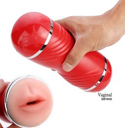 Oral Masturbator Deep Throat Aircraft Cup Blowjob Mouth Real Vagina Pussy Vibrator USB Heating Sex Toys for Men S197065894814