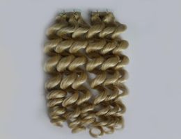 Grade 7a Unprocessed tape extensions 100g 40pcs Brazilian Virgin Loose Curly Hair Skin Weft Tape Hair Extensions Bleach Blonde mrs6664022