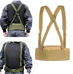 Waist Support Men039s Army Military Molle Belt Suspenders X Hshaped BackStrap Combat Girdle Hunting Waistband With Soft Padded7743461
