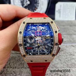 Celebrity Watch Leisure Wrist Watches RM Wristwatch Male Series Automatic Machinery 40*50mm Calendar Time Limited Edition Mens Rm011 Titanium Metal Rose Gold Watch