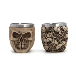 Mugs Stainless Steel Resin Drinking Mug Skeleton Skull Coffee Cup Halloween Decor
