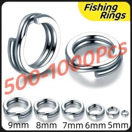 Lures 500~1000pcs Fishing Rings Stainless Steel Split Ring High Quality Strengthen Solid For Lure Bait Connecting Fishing Accessories