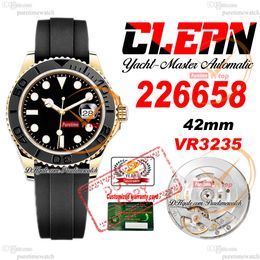 226658 VR3235 Automatic Mens Watch Clean CF Y-M 42 Yellow Gold 3D Ceramic Bezel Black Dial 904L Steel Oysterflex Strap Rubber Super Edition Same Series Card Puretime