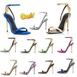 2024 Top Dress Shoes fords Heels Padlock Pointy Naked Sandal Pointy Toe Shape Shoes Women Designer Buckle Ankle Strap Heeled High Heels Sandals 35-43 With Box