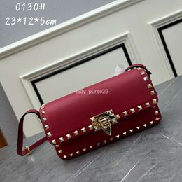 Shoulder Bags Designer Strap Casual Bag Velentino Cowhide Lady Vsling Buckle Rock Stud Small Lock Womens Purse Thin 2024 New Rivet Underarm Tide U4kb