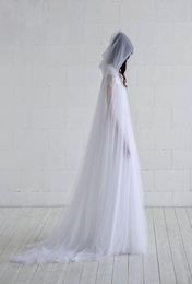 2019 Two Layers Tulle Wedding Cape Elegant Fairy Bridal Cloak with Hood bolero women Shawl 2m Length5597522