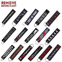 BEFORE FLIGHT Keychain Launch Key chains for Motorcycles and Cars Black Tag Embroidery Fobs317s