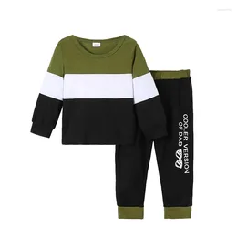 Clothing Sets Kid Toddler Baby Boy Fall Spring Outfit Clothes Long Sleeve T Shirt Top Elasticated Waist Letter Trouser Set Tracksuit