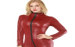 Promotion Women Sexy Faux Leather Bodysuit New Fashion open Crotch Catsuit Erotic Slim PVC Nightclub Party Dance Clothes 1078 Plus3831231