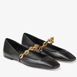 Elegant Brand Diamond Tilda Sandals Shoes Women Flat Nappa Leather Gold Chain Lady Comfort Daily Casual Walking EU35-43
