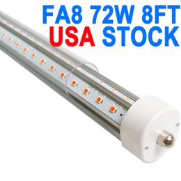 T8 LED Tube Light 8 Feet 72W, Single Pin FA8 Base, Clear Lens, Cool White 6000K 6500K,High Output Fluorescent Tube Replacement High Output Plug and Play crestech