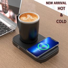 Tools Hot & Cold Heating Refrigerated Cup Pad with Wireless Charging Water Thermostat Coaster Rapid Cooling Cup Home Office Coffee Mug