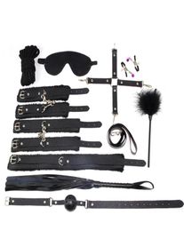 10 PARTS LOT New leather bdsm bondage Handcuff Set Erotic Sex toys for couples female slave game SM Sexy handcuffs Erotic Toys8076023