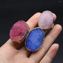 Cluster Rings 1pc Exquisite Natural Stone Random Colour Irregular Oval Water Crystal Bud Adjustable Women's Ring Jewellery Gift