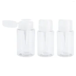 Storage Bottles 3pcs Clear With Lids For Lotion Push Down Pump Dispensers Makeup Remover 160ml