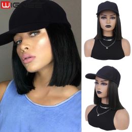 Snapbacks WIGNEE 10 Inch Baseball Cap Wig Short Wig For Women Synthetic Hair Synthetic Wigs That Look Like Human Hair Black Wig Bob