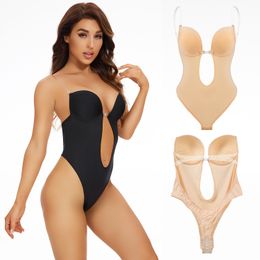 2024 Cross border European and American hot selling fashion sexy tight fitting seamless bottom invisible underwear gathers backless chest support corset for women